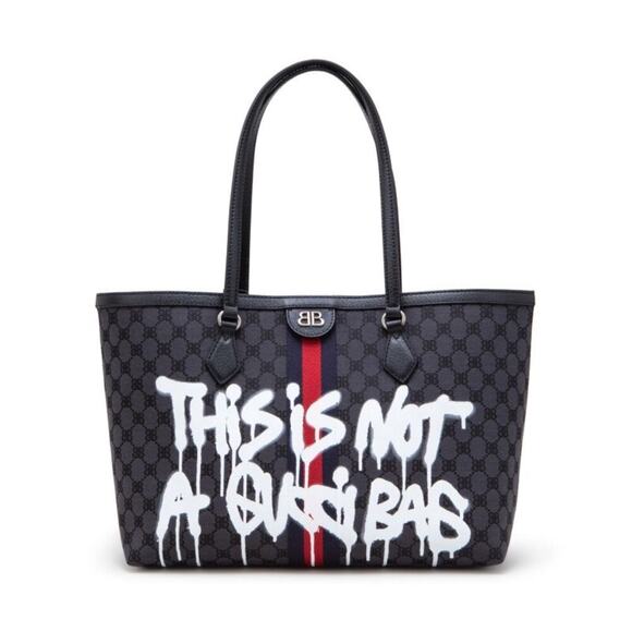 Gucci x Balenciaga Hacker Project Grafitti Tote Bag "This is not a Gucci Bag" - Picture 1 of 16